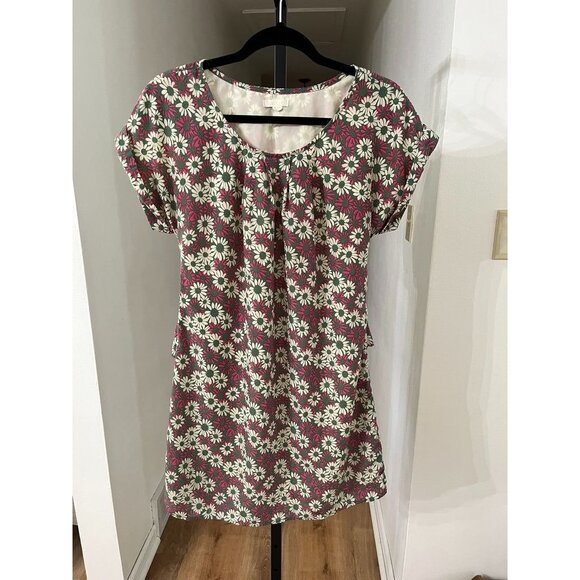 EUC Tulle Floral Print Dress Short Sleeve Polyester & Spandex Women's - Picture 1 of 5